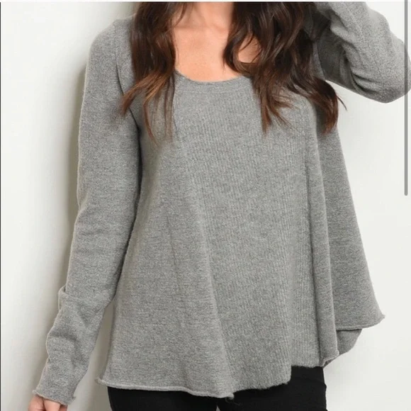 Grey Knit Sweater, zippered back - Picture 1 of 2